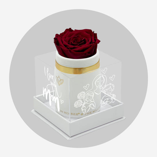 Single White Suede Box | Limited Mother's Day Edition | Red Rose