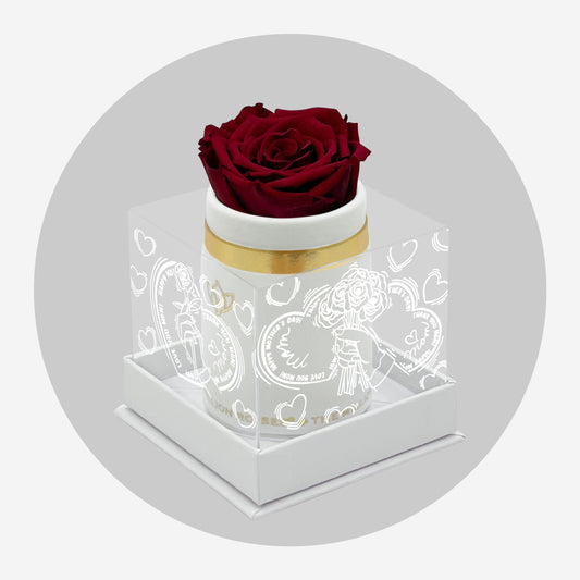 Single Bílý Suede Box | Limited Mother's Love Edition | Červená růže