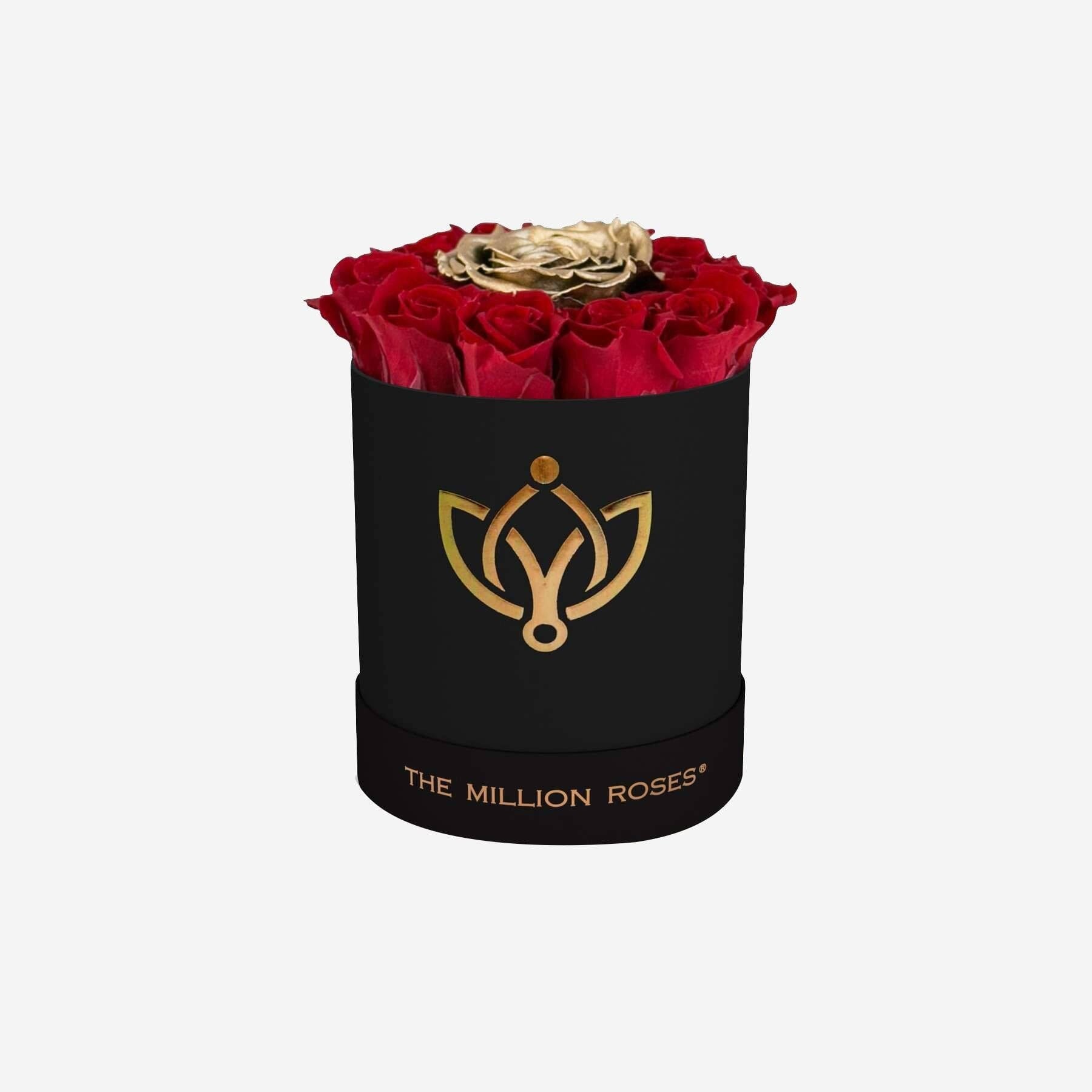 Basic Black Box | Red & Gold Mini Roses - The Million Roses