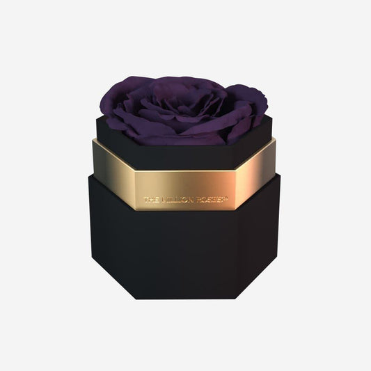 One in a Million™ Black Hexagon Box | Dark Purple Rose - The Million Roses