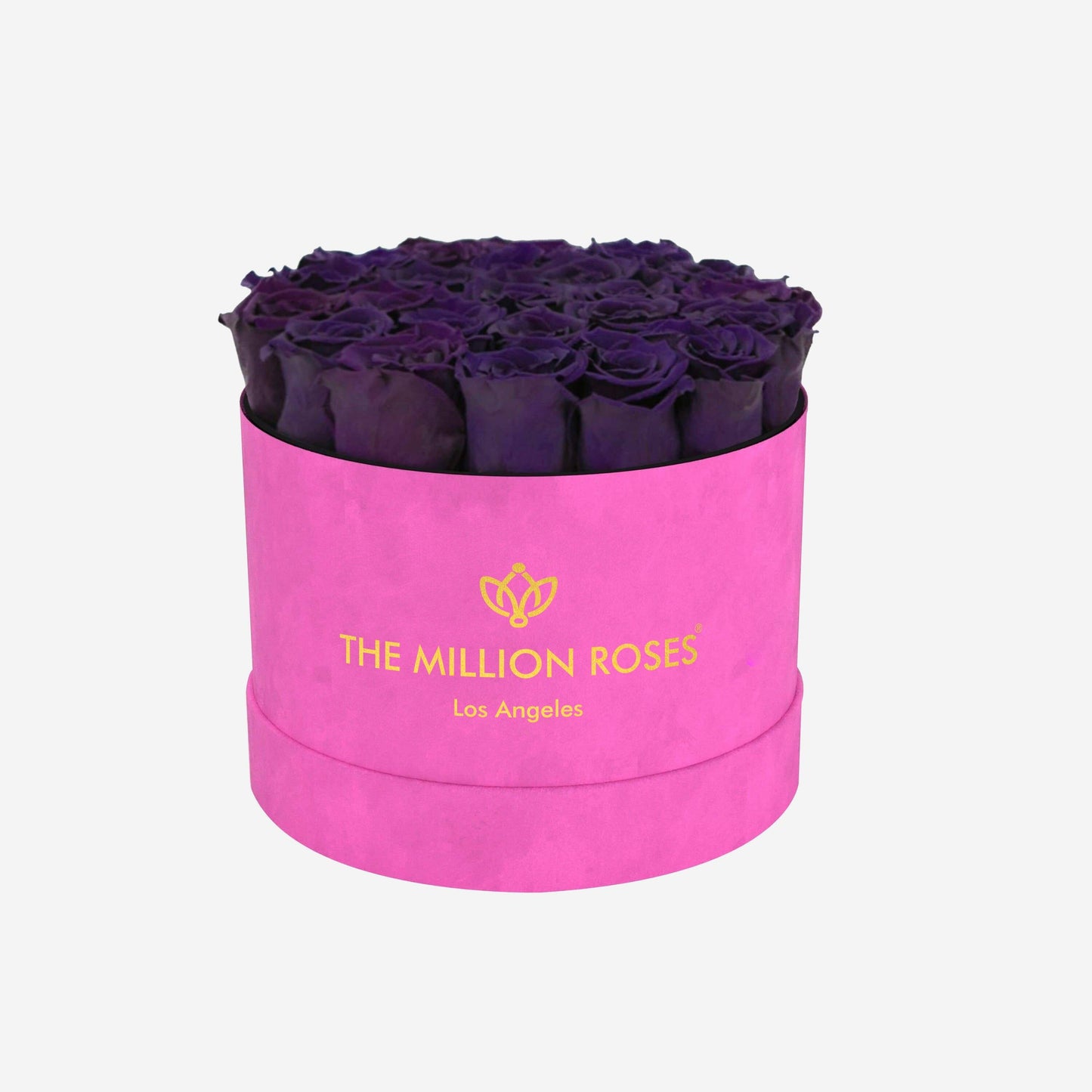 Classic Hot Pink Suede Box | Dark Purple Roses - The Million Roses