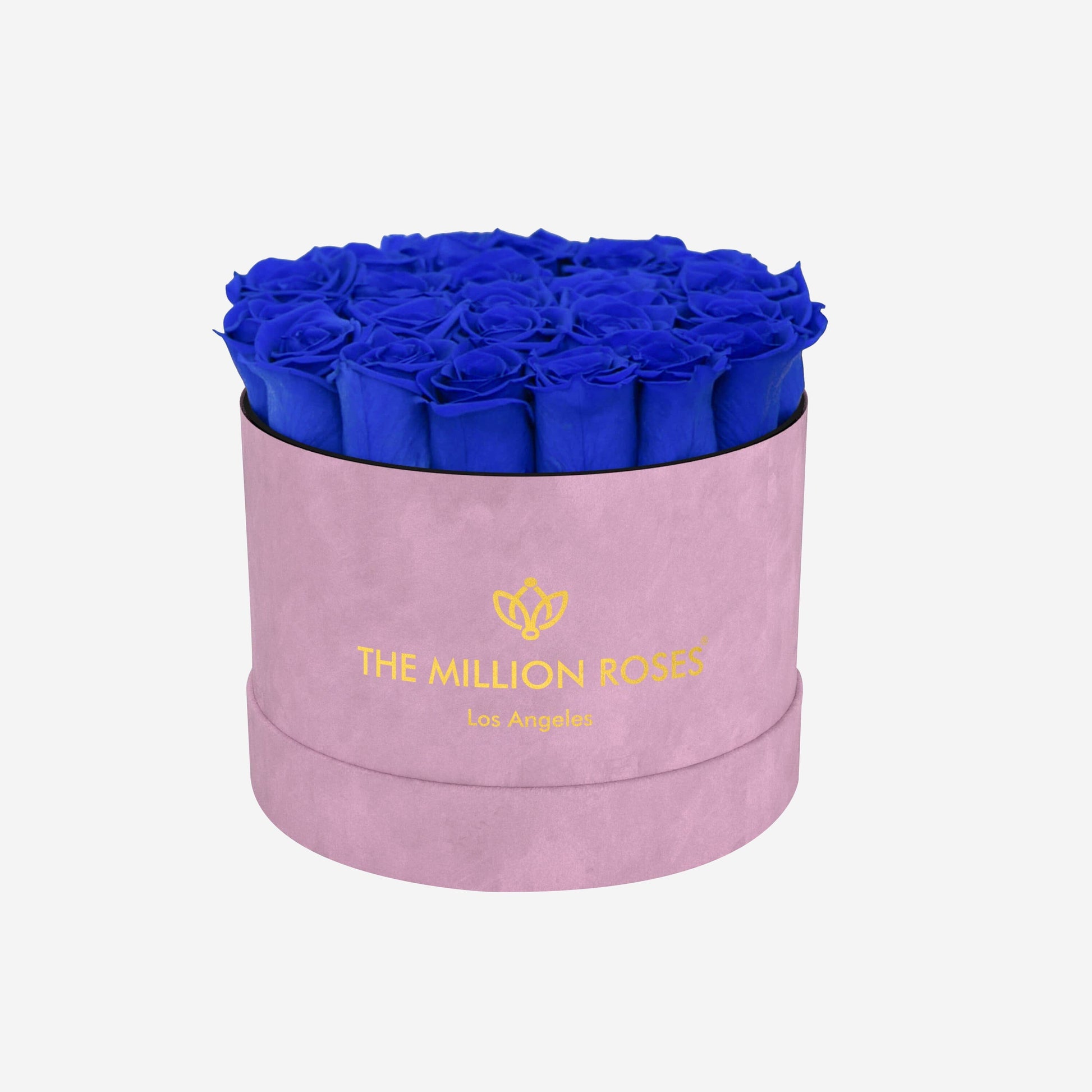 Classic Light Pink Suede Box | Royal Blue Roses - The Million Roses