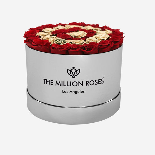 Supreme Mirror Silver Box | Red & Gold Roses | Target - The Million Roses