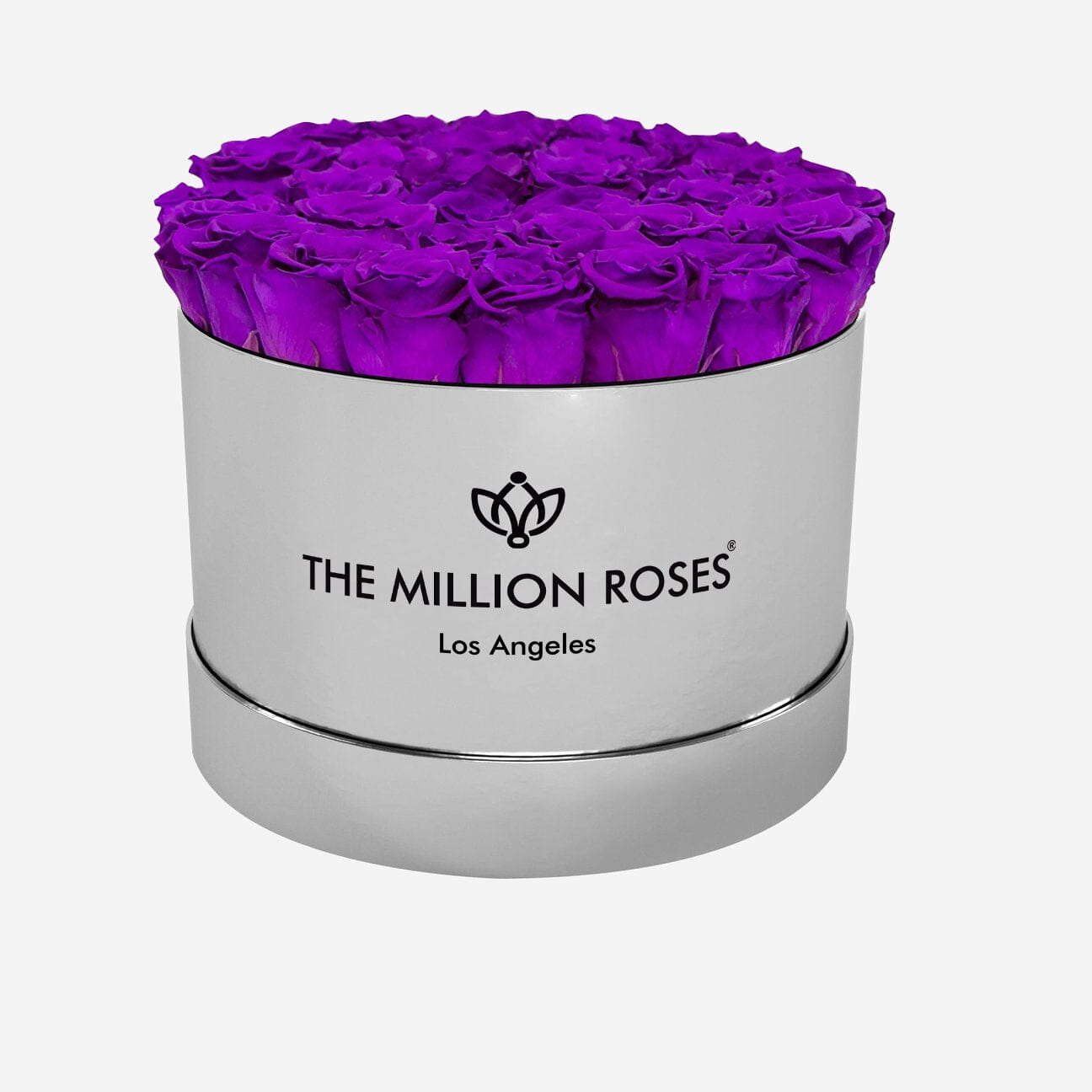 Supreme Mirror Silver Box | Bright Purple Roses - The Million Roses
