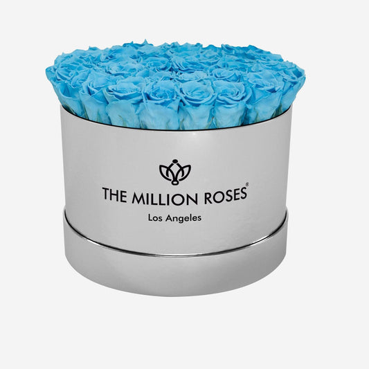 Supreme Mirror Silver Box | Light Blue Roses - The Million Roses