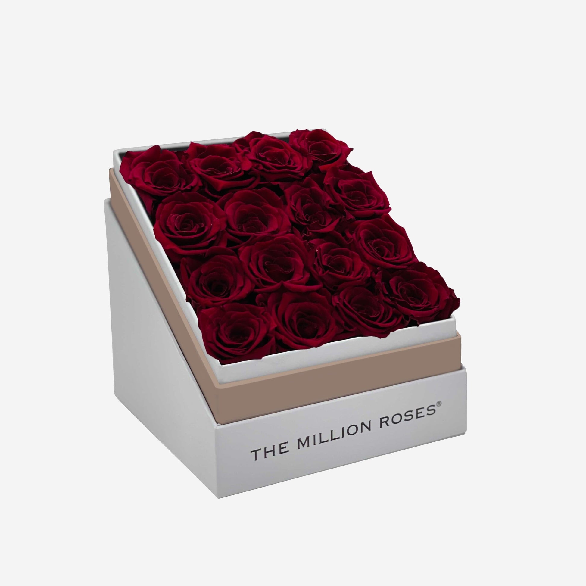 Square White Box | Burgundy Roses - The Million Roses