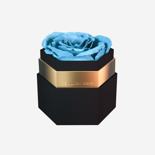 One in a Million™ Black Hexagon Box | Light Blue Rose - The Million Roses