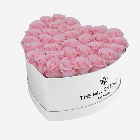 Heart White Box | Light Pink Roses - The Million Roses