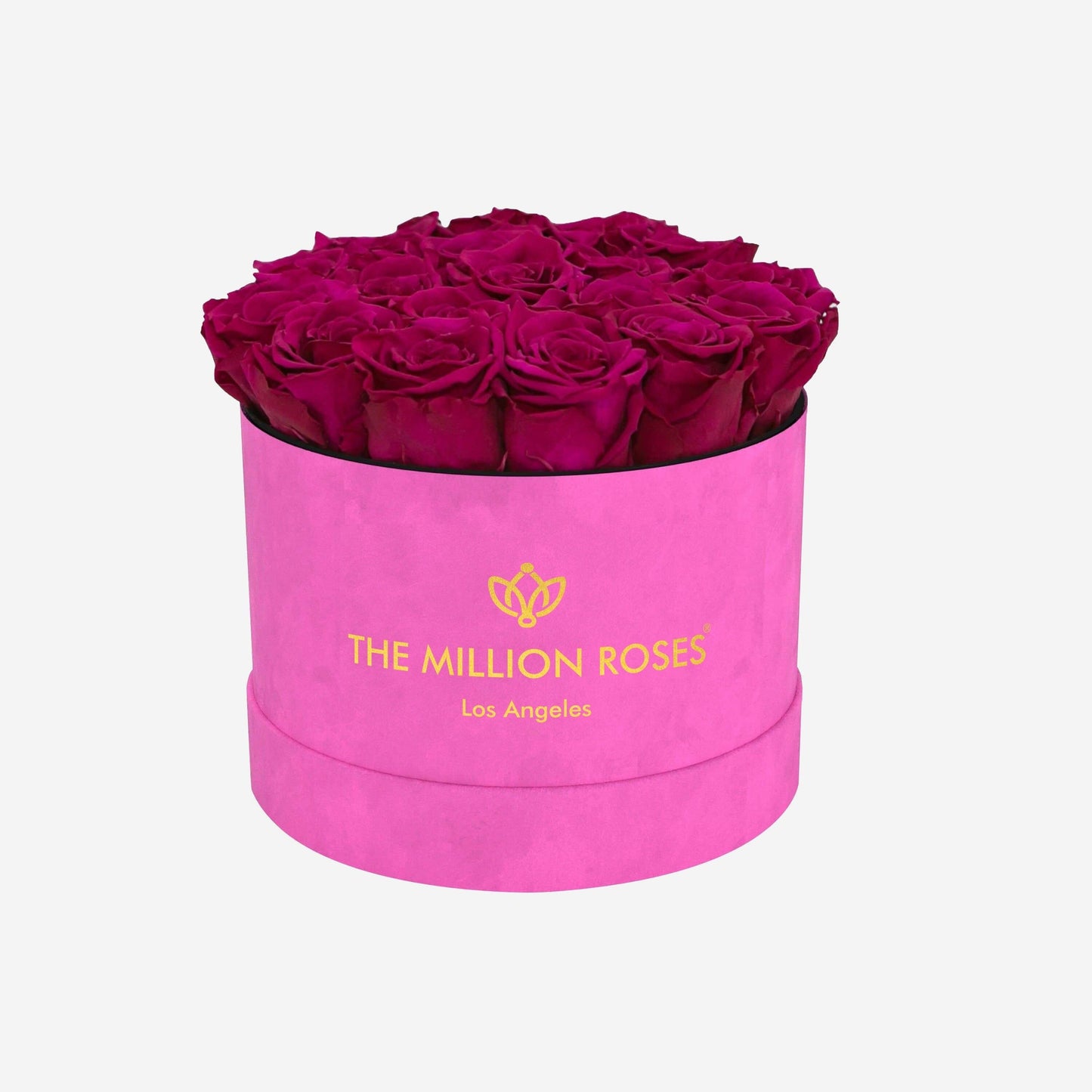 Classic Hot Pink Suede Box | Magenta Roses - The Million Roses