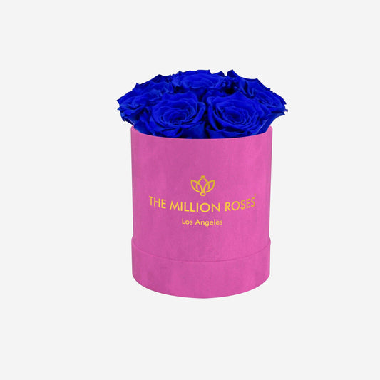 Basic Hot Pink Suede Box | Royal Blue Roses - The Million Roses