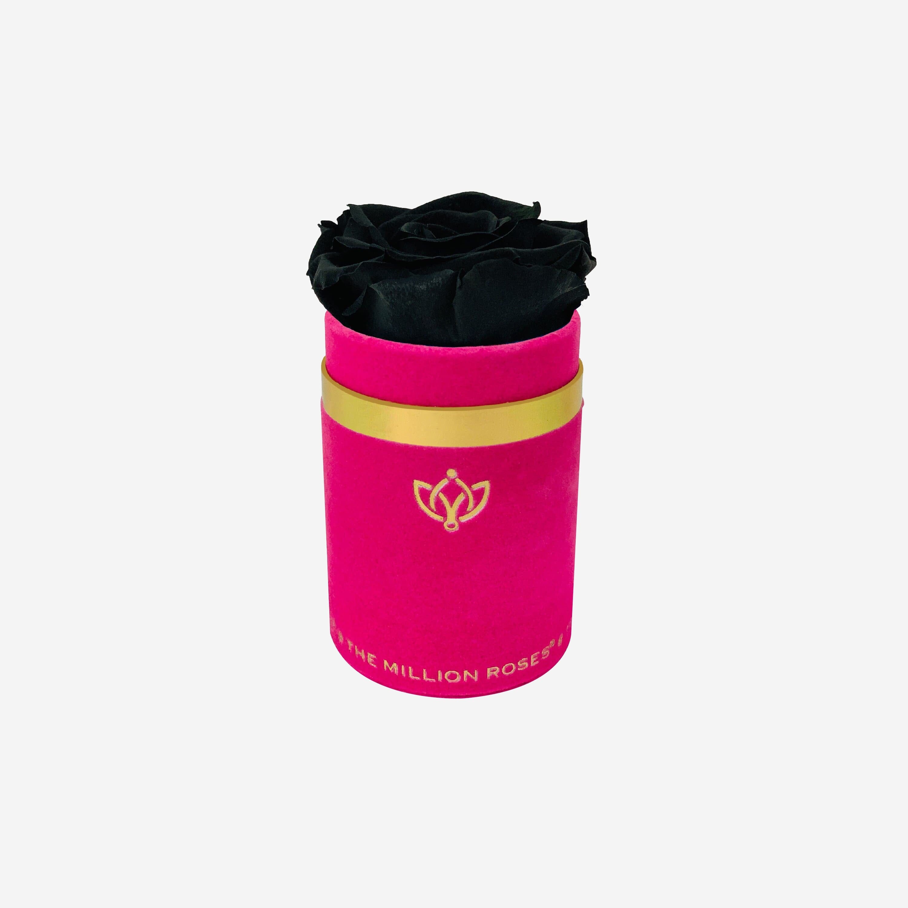 Single Hot Pink Suede Box | Black Rose - The Million Roses