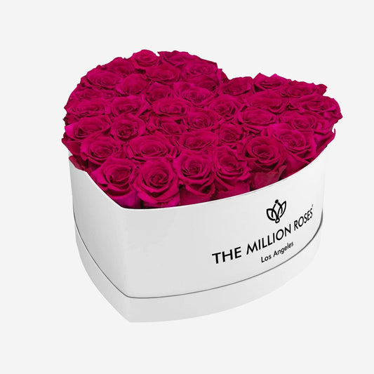 Heart White Box | Magenta Roses - The Million Roses