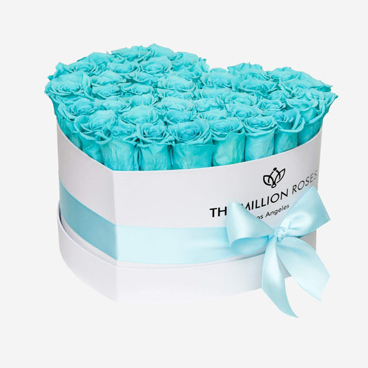 Heart White Box | Turquoise Roses - The Million Roses