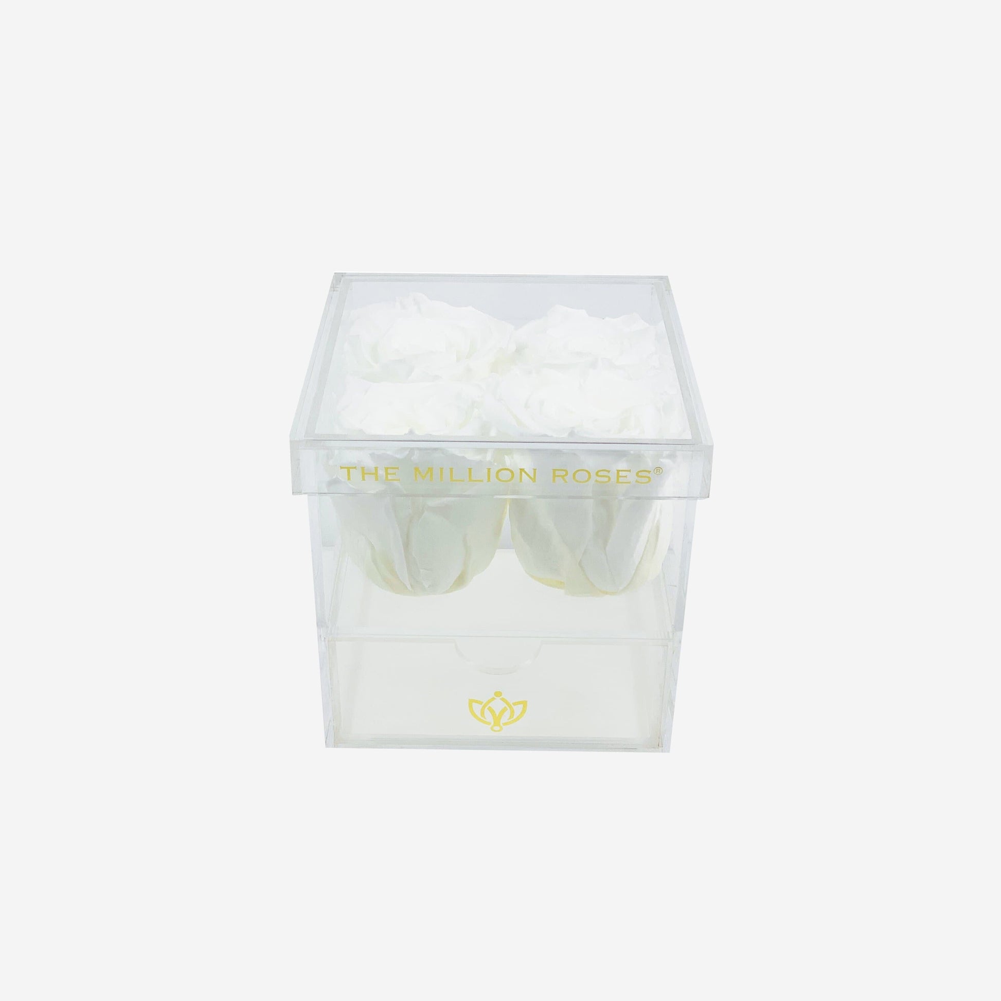 Acrylic 4 Drawer Box | White Roses - The Million Roses