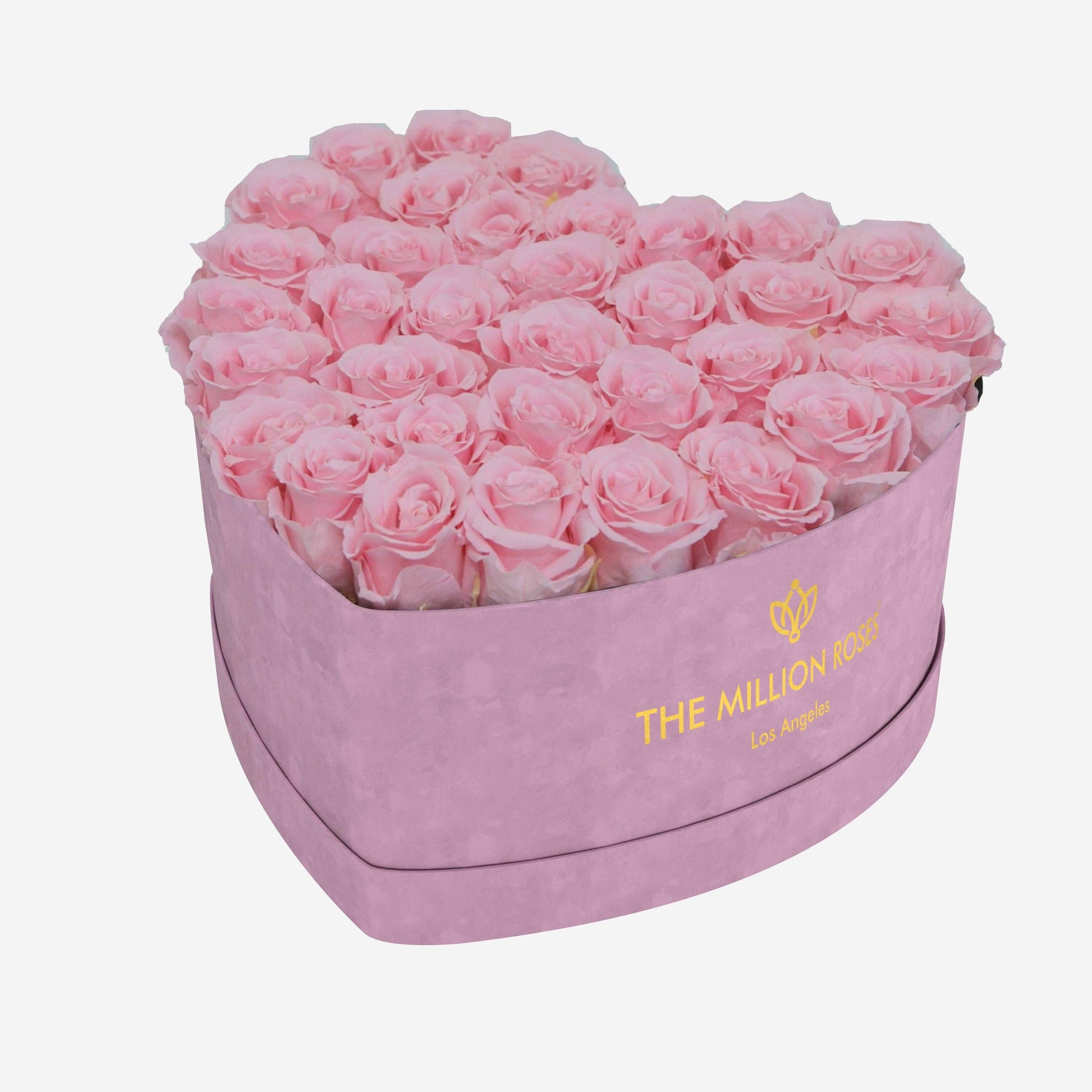 Heart Light Pink Suede Box | Light Pink Roses - The Million Roses