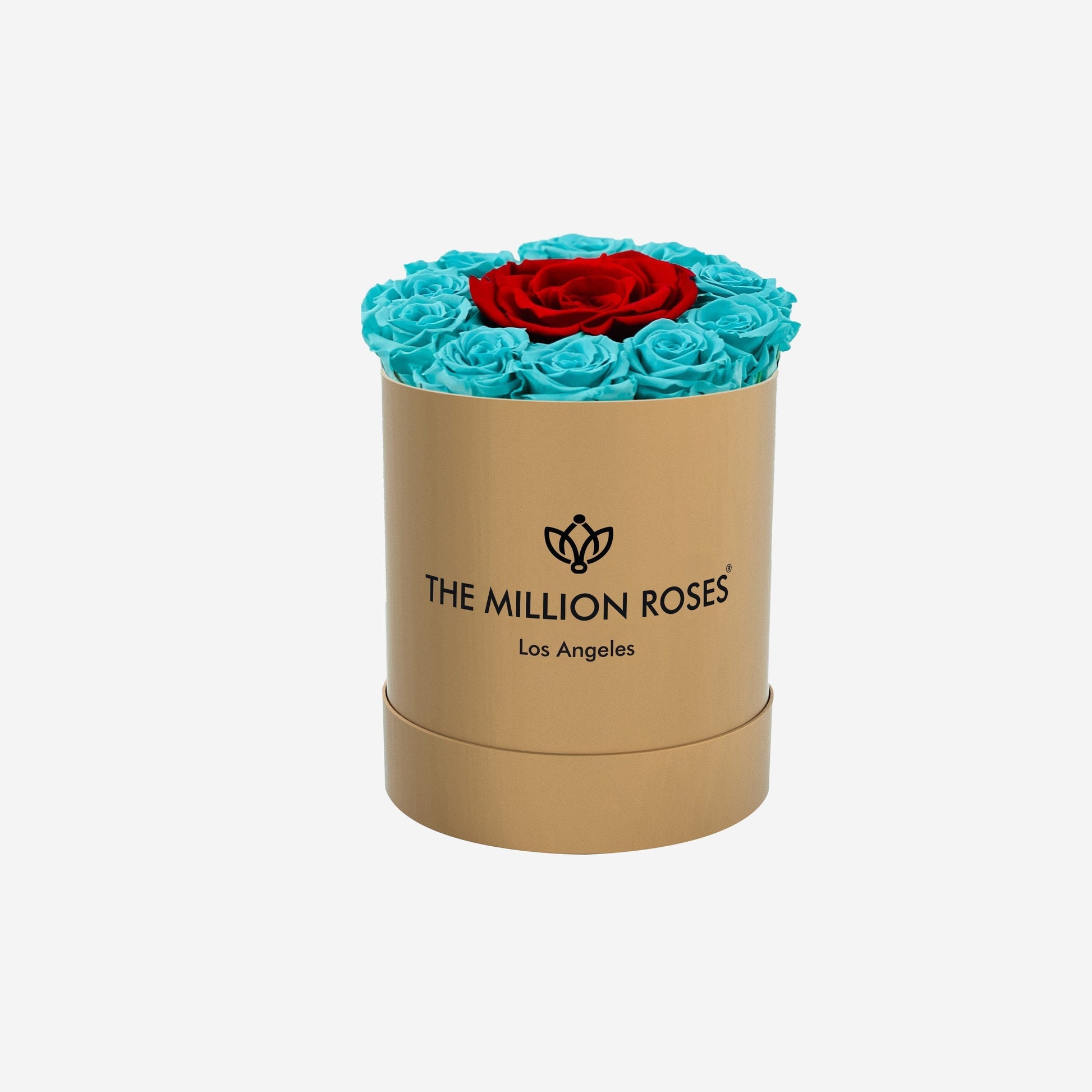 Basic Gold Box | Turquoise & Red Mini Roses - The Million Roses