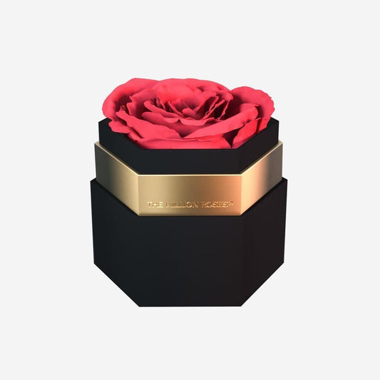 One in a Million™ Black Hexagon Box | Coral Rose - The Million Roses
