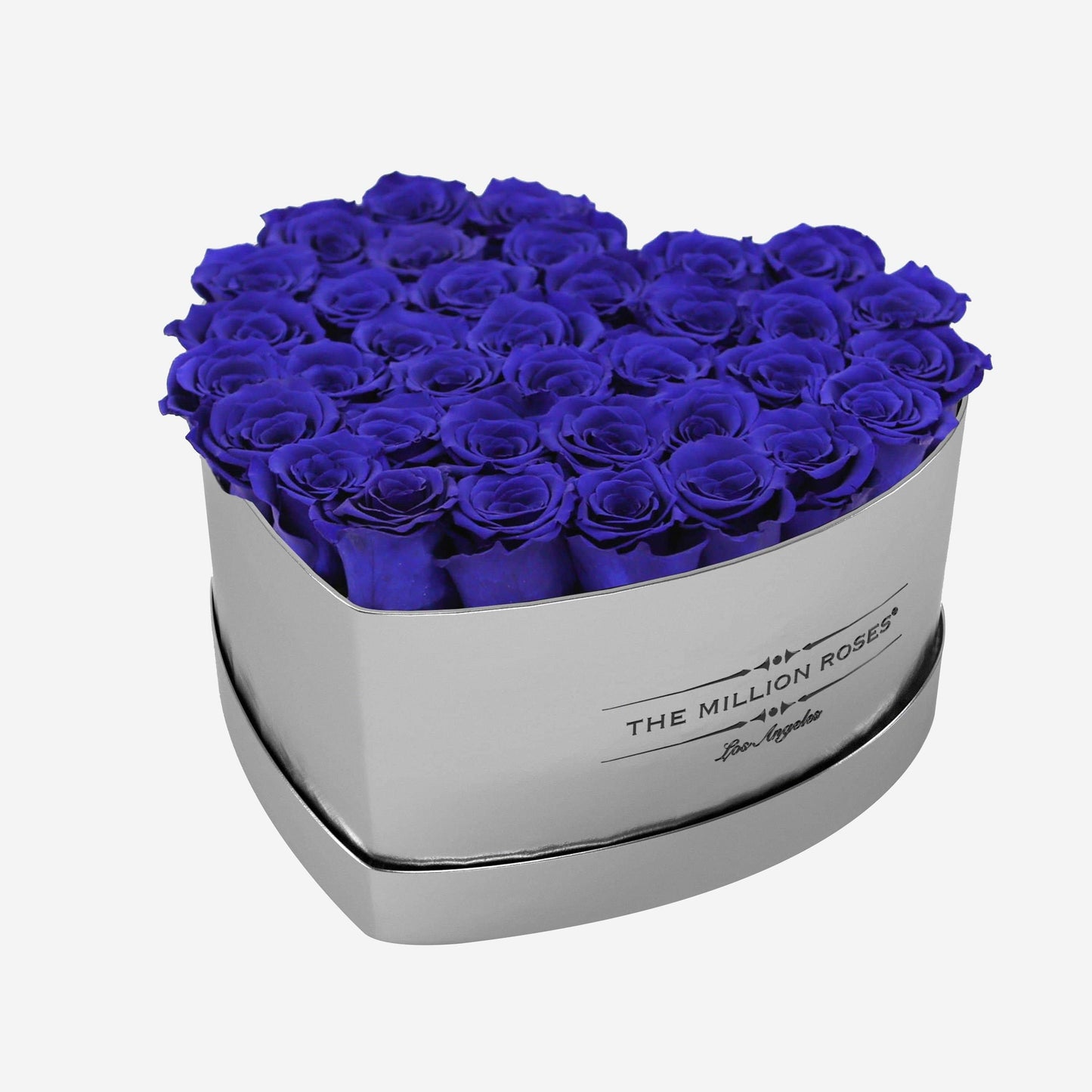 Heart Mirror Silver Box | Royal Blue Roses - The Million Roses