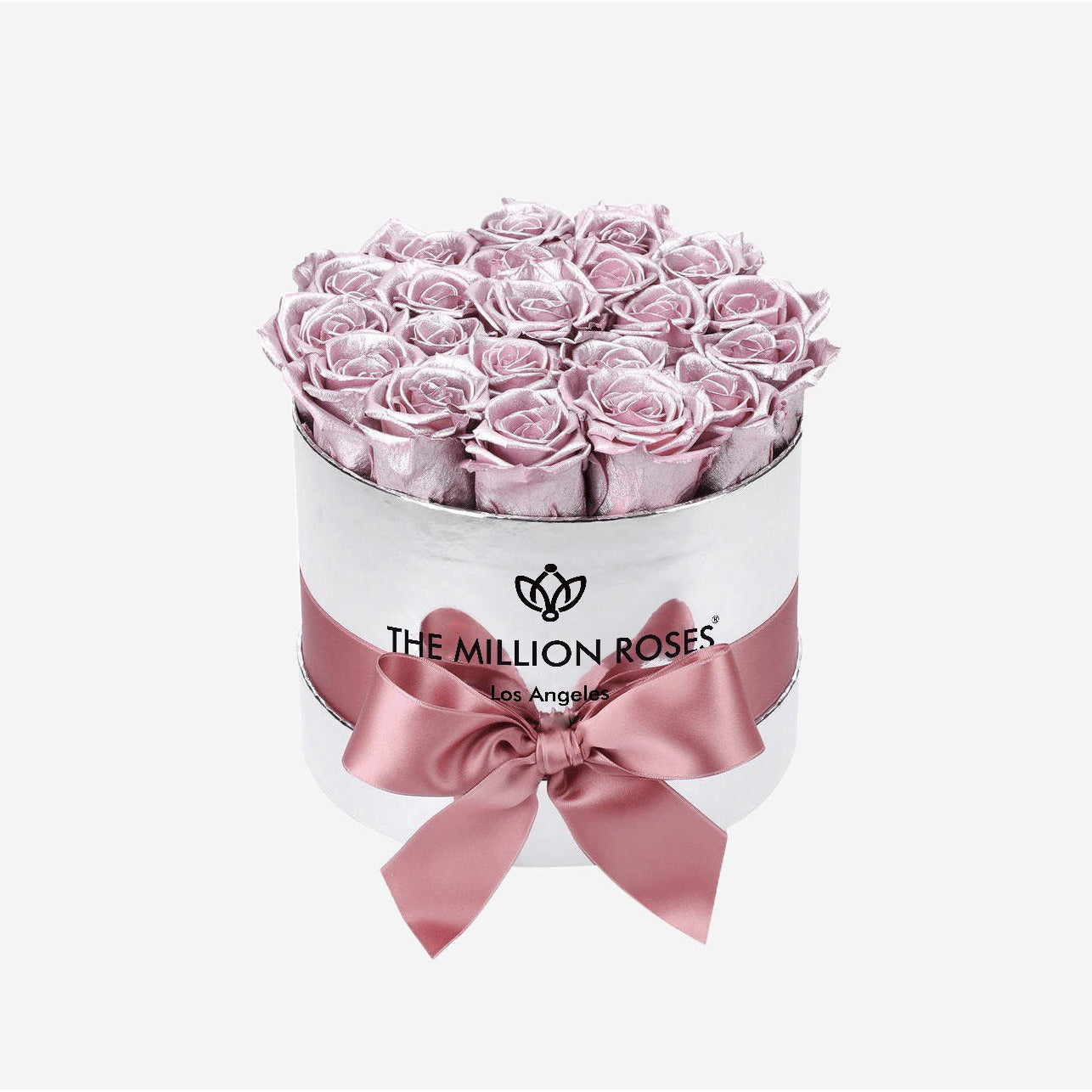 Classic Mirror Silver Box | Pink Gold Roses - The Million Roses