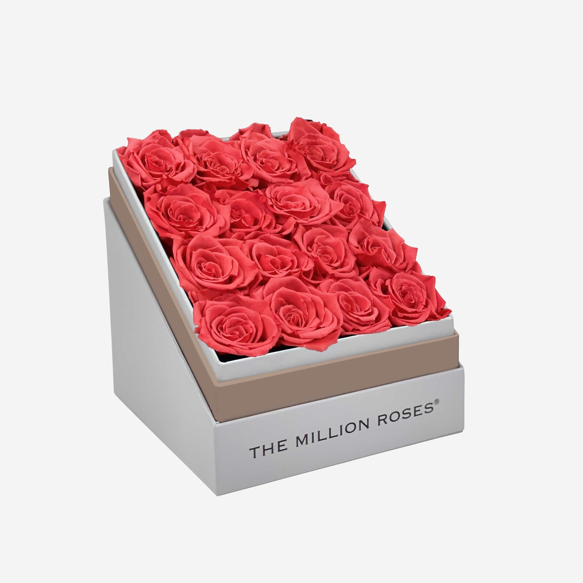 Square White Box | Coral Roses - The Million Roses