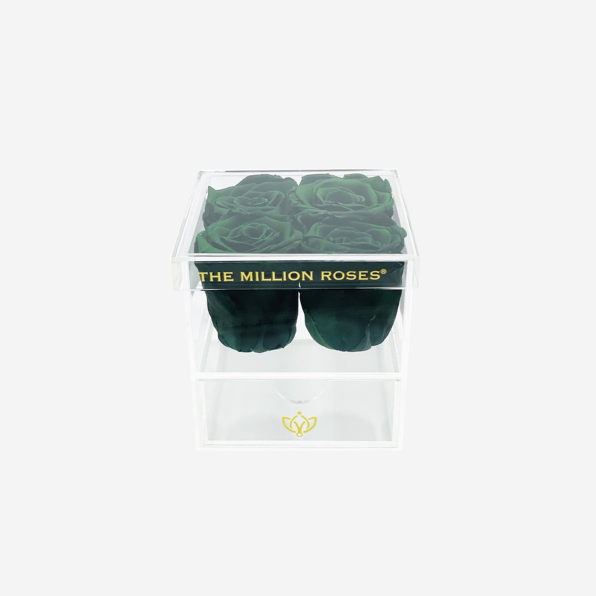 Acrylic 4 Drawer Box | Dark Green Roses - The Million Roses