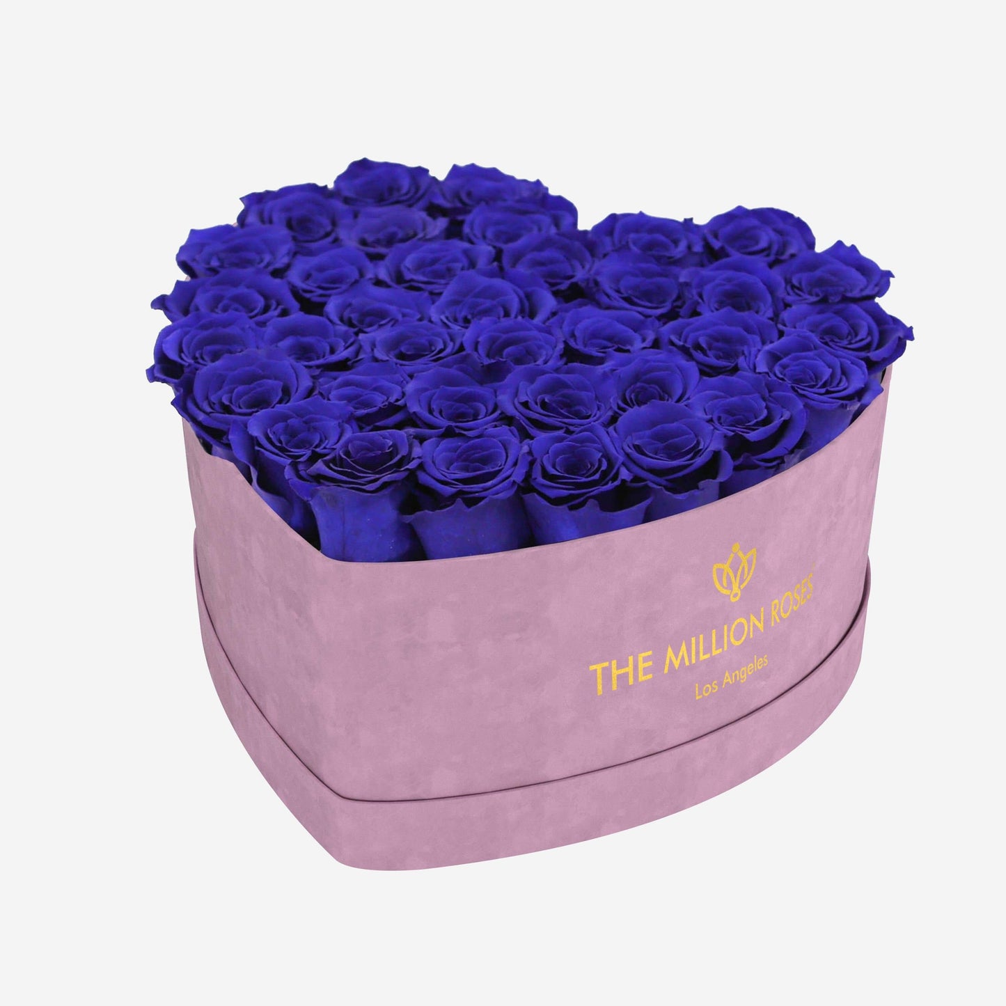 Heart Light Pink Suede Box | Royal Blue Roses - The Million Roses