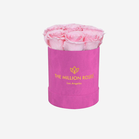 Basic Hot Pink Suede Box | Light Pink Roses - The Million Roses