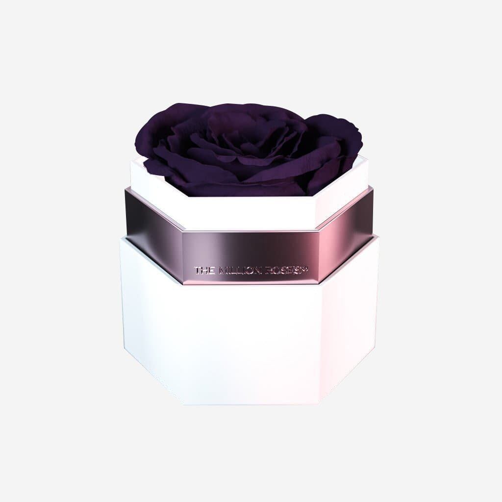 One in a Million™ White Hexagon Box | Dark Purple Rose - The Million Roses