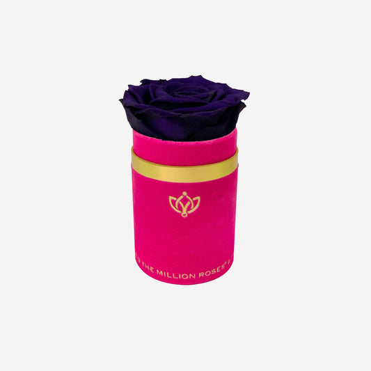 Single Hot Pink Suede Box | Dark Purple Rose - The Million Roses