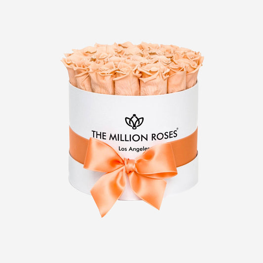 Classic White Box | Peach Roses - The Million Roses