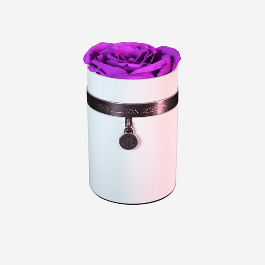 One in a Million™ Round White Box | Charm Edition | Bright Purple Rose - The Million Roses