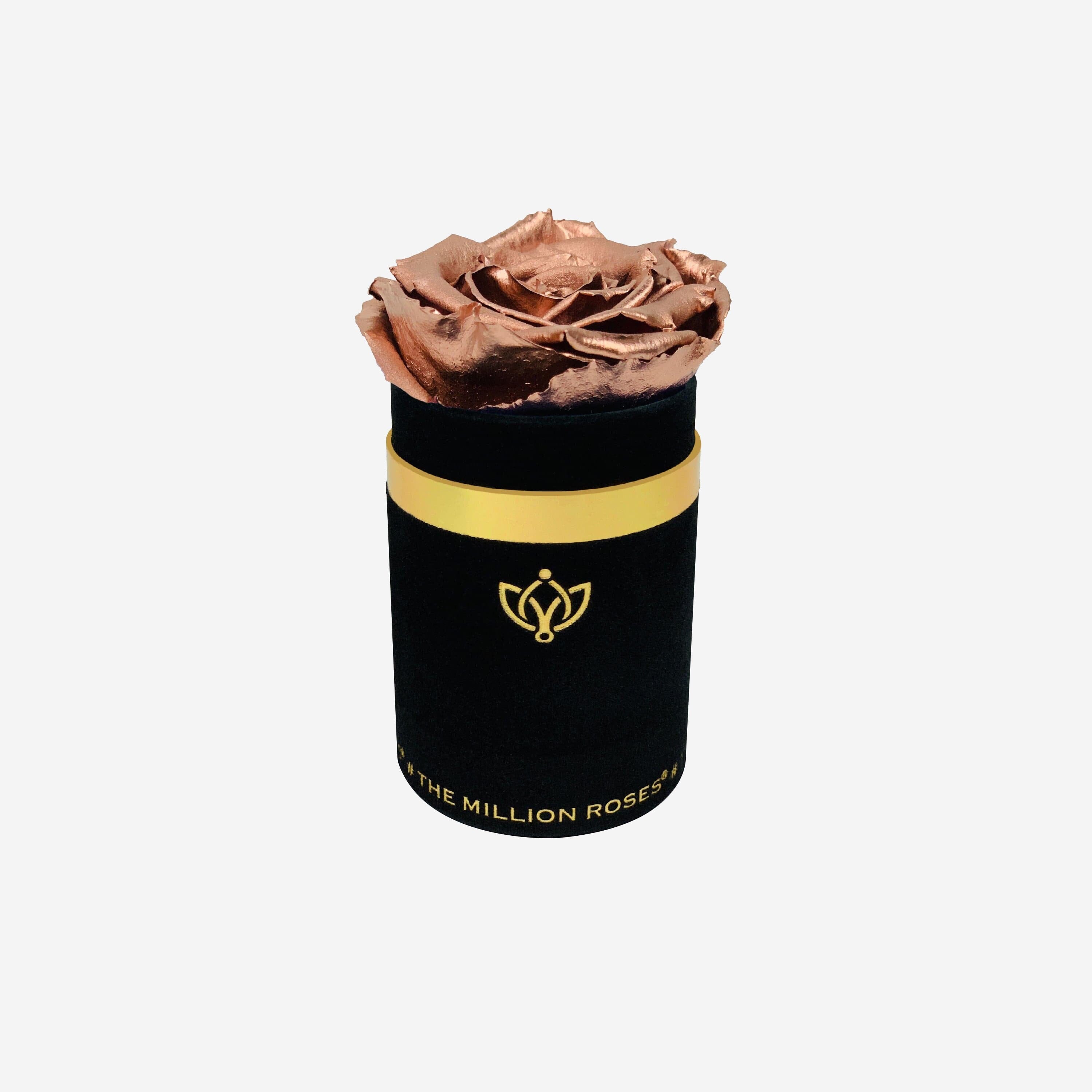 Single Black Suede Box | Rose Gold Rose - The Million Roses