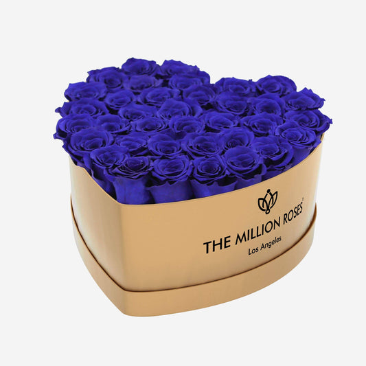 Heart Gold Box | Royal Blue Roses - The Million Roses