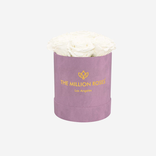 Basic Light Pink Suede Box | White Roses - The Million Roses