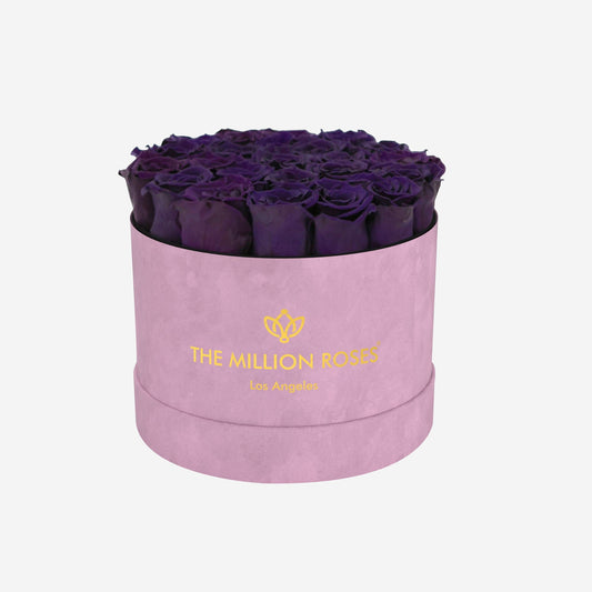 Classic Light Pink Suede Box | Dark Purple Roses - The Million Roses