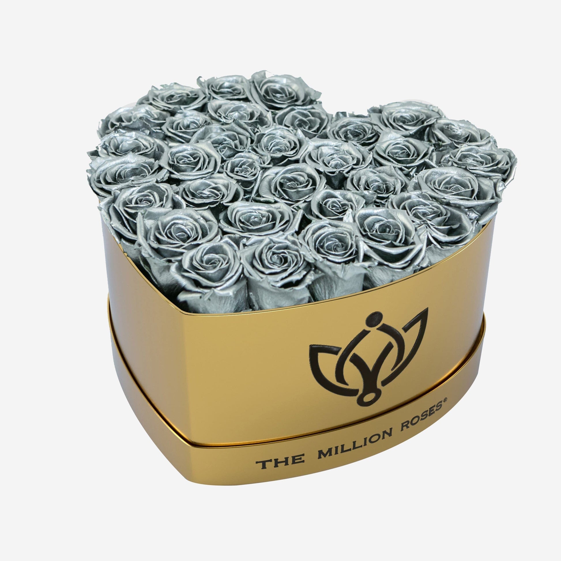 Heart Mirror Gold Box | Silver Roses - The Million Roses