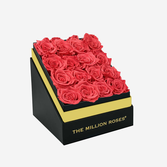 Square Black Box | Coral Roses - The Million Roses