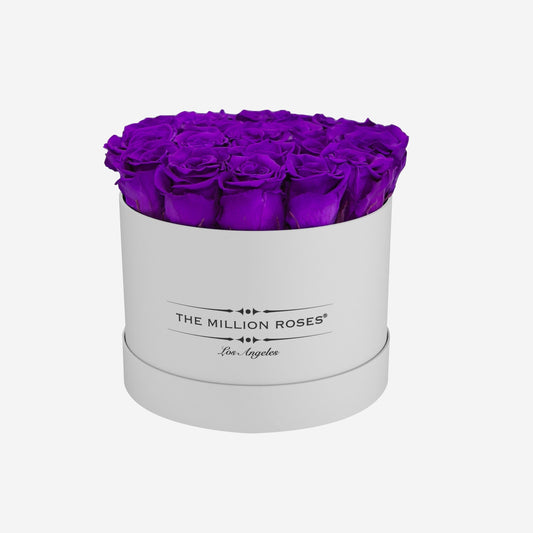 Classic White Box | Bright Purple Roses - The Million Roses