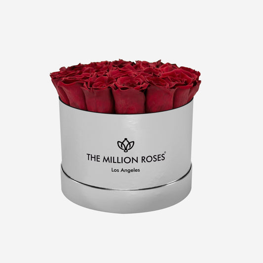 Classic Mirror Silver Box | Red Roses - The Million Roses