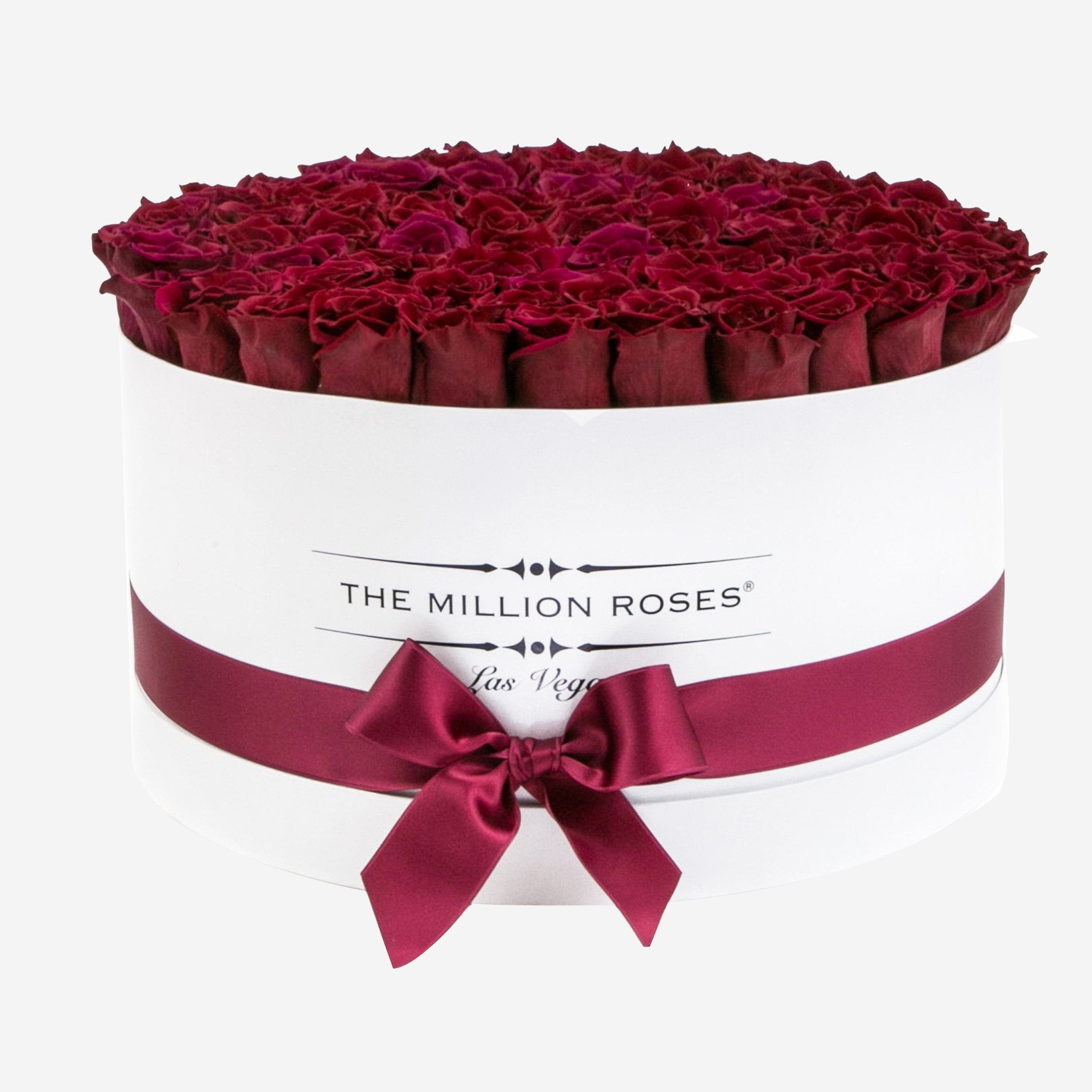 Deluxe White Box | Burgundy Roses - The Million Roses