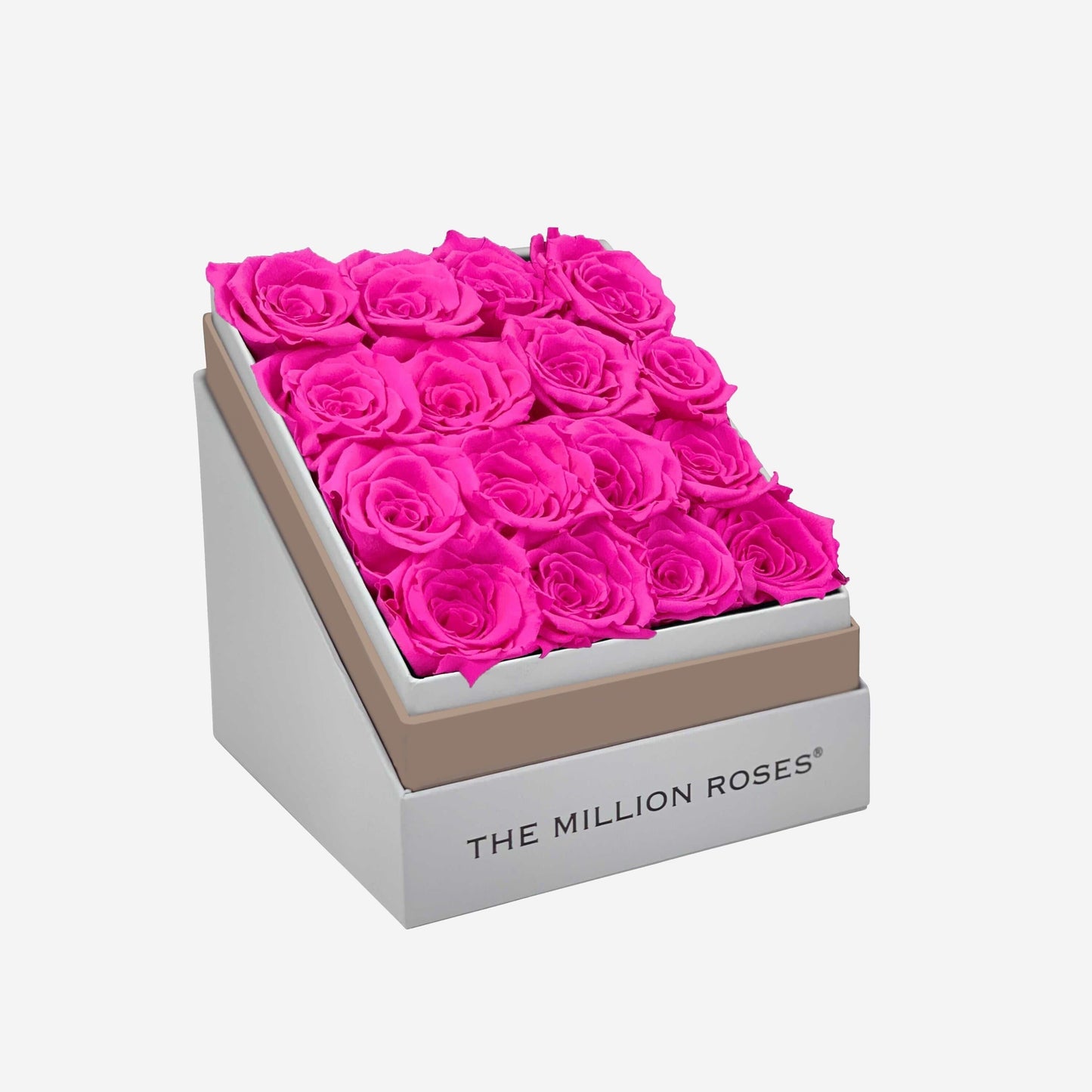 Square White Box | Neon Pink Roses - The Million Roses