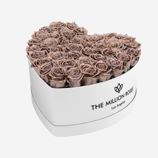 Heart White Box | Rose Gold Roses - The Million Roses