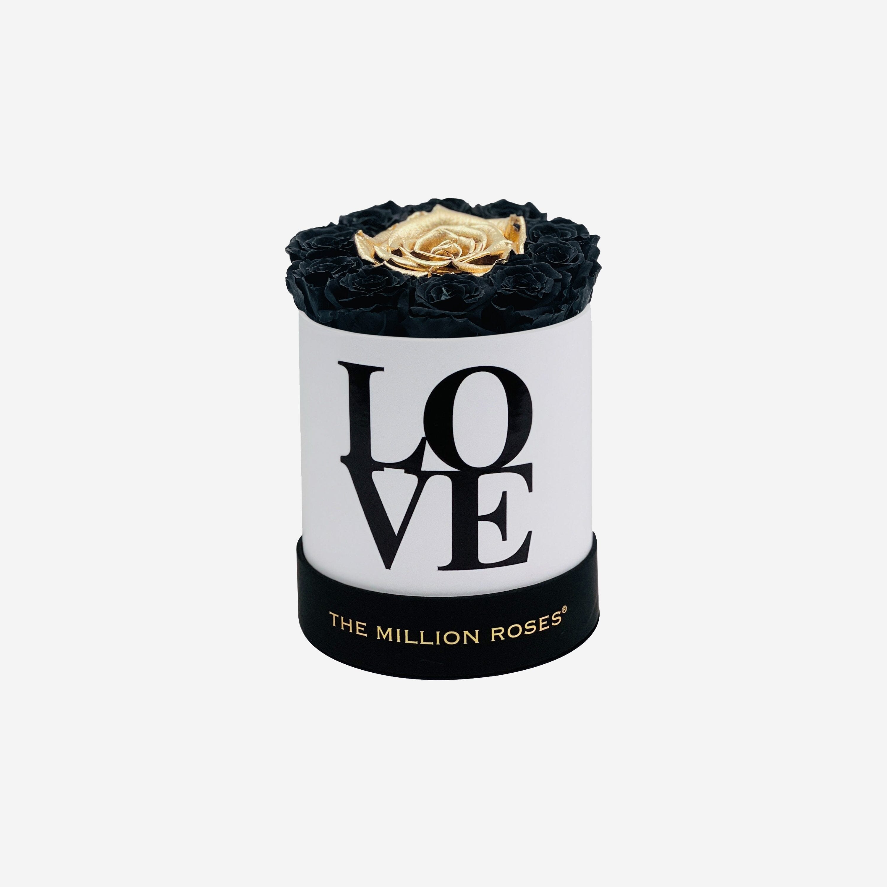 Basic White Box | Love Edition |  Black & Gold Mini Roses - The Million Roses