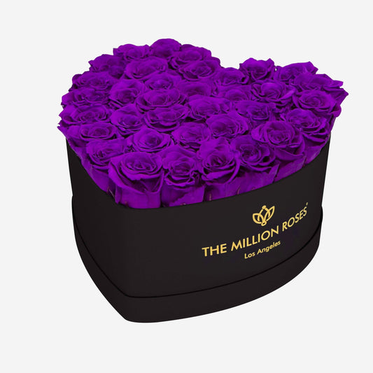 Heart Black Box | Bright Purple Roses - The Million Roses