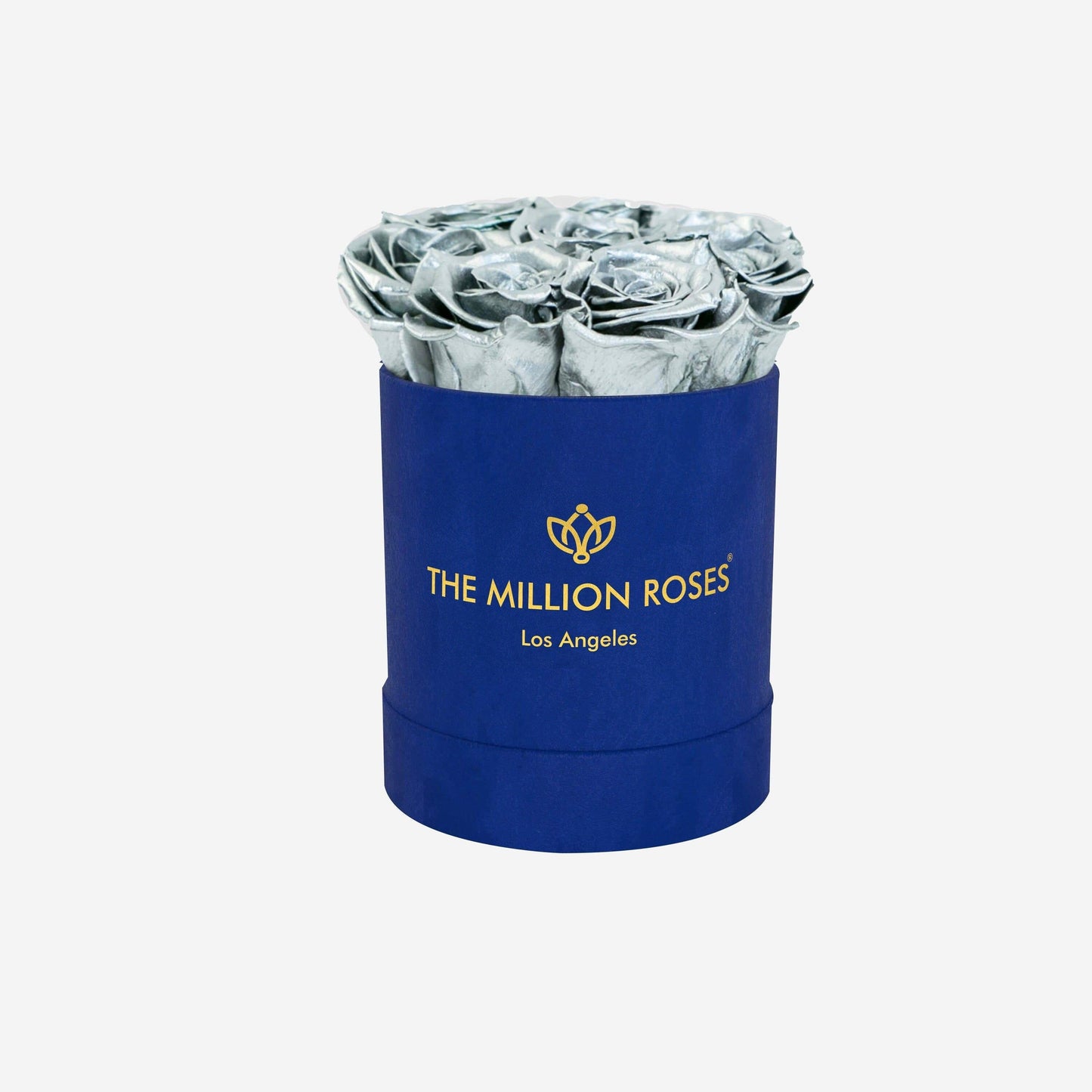 Basic Royal Blue Suede Box | Silver Roses - The Million Roses