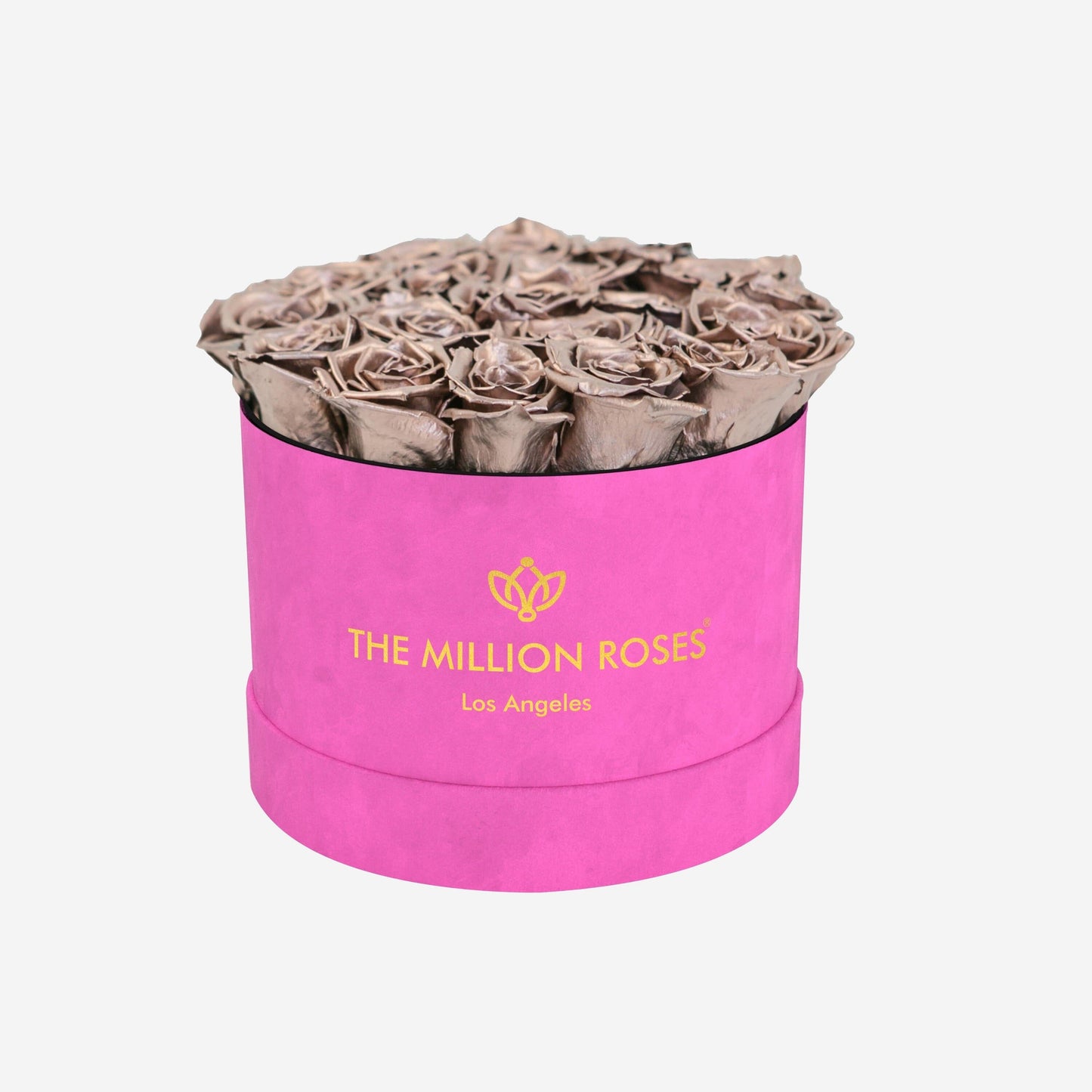 Classic Hot Pink Suede Box | Rose Gold Roses - The Million Roses