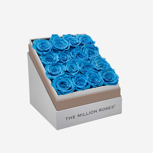 Square White Box | Light Blue Roses - The Million Roses