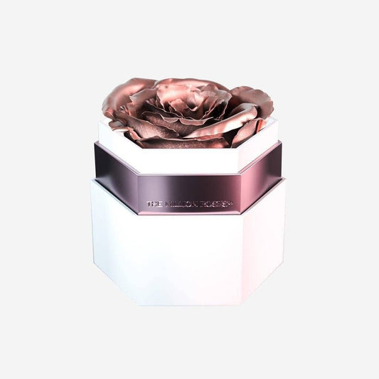 One in a Million™ White Hexagon Box | Rose Gold Rose - The Million Roses