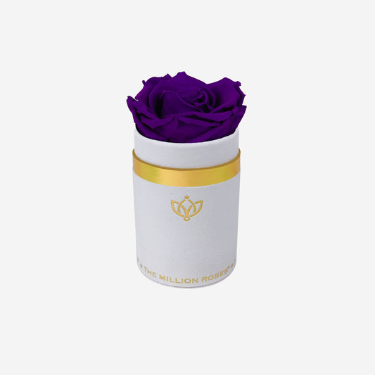 Single White Suede Box | Bright Purple Rose - The Million Roses
