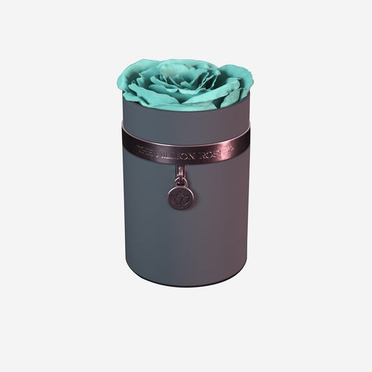One in a Million™ Round Gray Box | Charm Edition | Turquoise Rose - The Million Roses